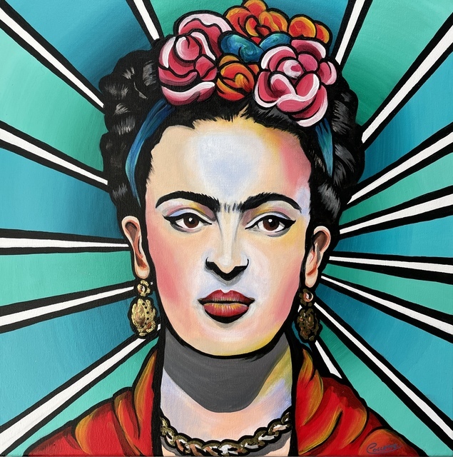 NZ Pop art painting of Frida Kahlo by Collette Fergus a New Zealand Contemporary Artist