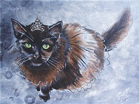 black cat with a tiara pet portrait