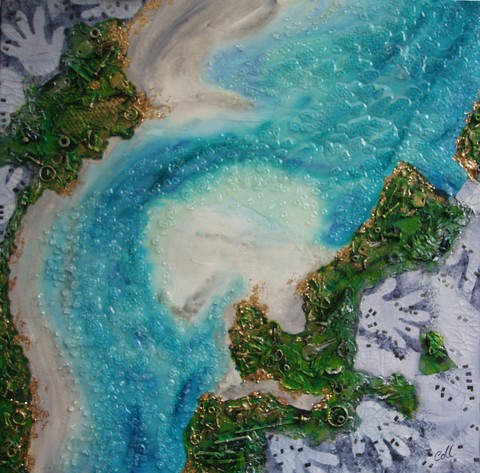 The Key mixed media artwork showing a waterway by Collette