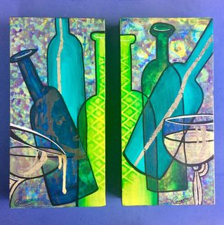 Idealism of Green Bottles diptych