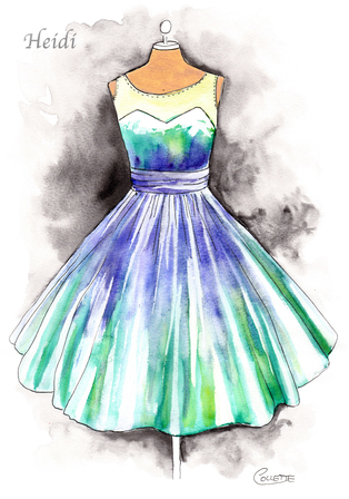 watercolour dress painting