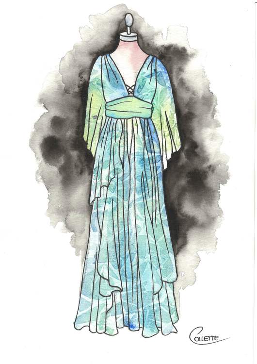 watercolour dress painting