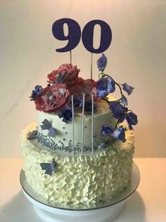 90th birthday cake with fondant flowers by Collette Fergus