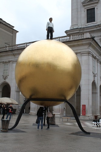 Large gold ball sculpture art - Image by Anja from Pixabay