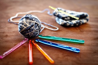 crochet needles and yarn