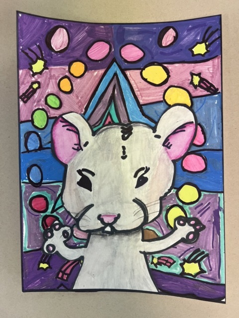 mouse pop art pet portrait by children