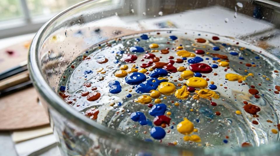oil paint floating on water ai