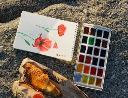 poppy painting with watercolour paints