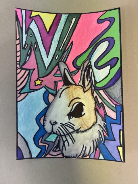 pop art pet portrait squirrel kids painting