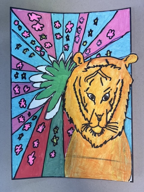 pop art pet portrait of a tiger