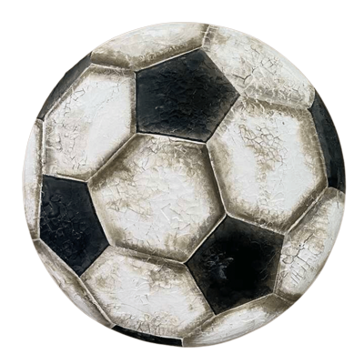 Last Game round soccer ball painting by NZ artist Collette Fergus