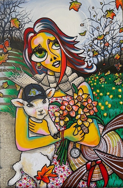 Unsquared an abstract square nz painting with beach theme by NZ artist Collette Fergus