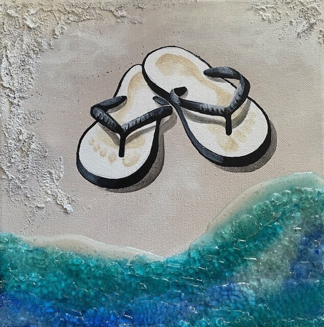 Black Jandals painting by Collette Fergus