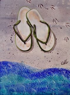 In Brown: New Zealand Flip Flops Art
