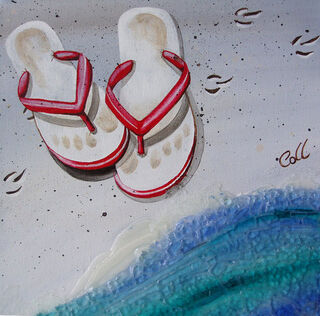 In Red with white stripe: NZ Flip Flop art